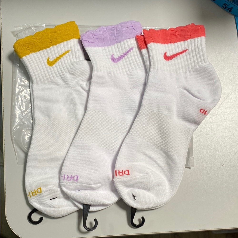 Nike White Crew Socks with Colorful Tops